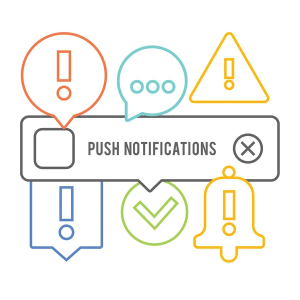 Push notifications elements set. — Stock Vector