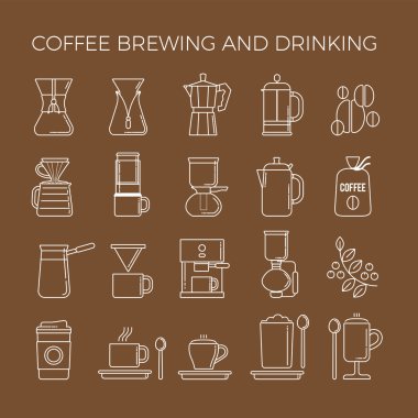 Coffee brewing methods icons clipart