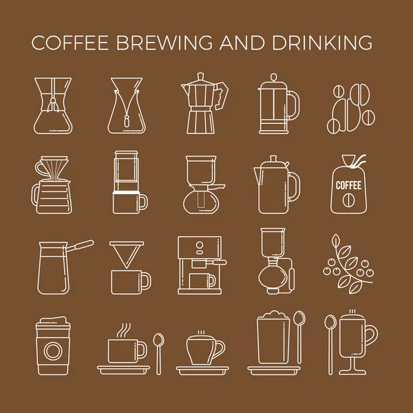 Coffee brewing methods icons — Stock Vector