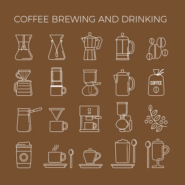 Metodi di preparazione del caffè icone — Vettoriale Stock