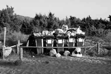 Toskana sahilinde çöp konteynırları