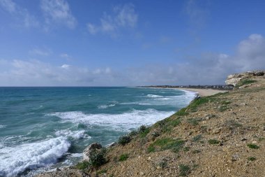 Sea, beach and rocks at cape trafalgar, spain, europe.