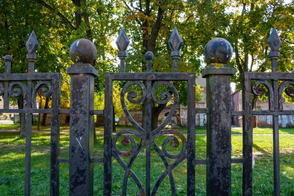 Elementi Forgiati Della Vecchia Recinzione Ferro — Foto Stock