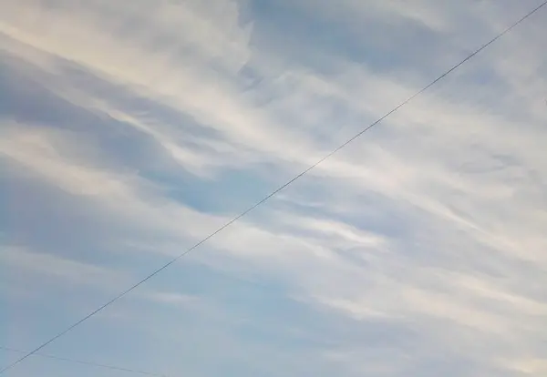 Ciel Bleu Avec Nuages Fil Électrique — Photo