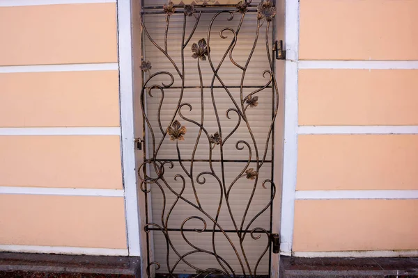 Декоративные Элементы Зданий Старые Чугунные Кованые Решетки Дверях Воротах — стоковое фото
