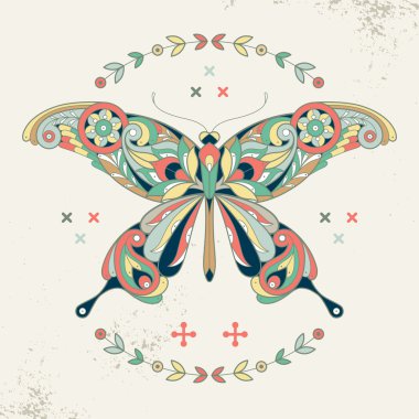 Bir kelebeğin dekoratif görüntüsü.