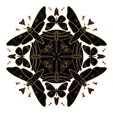 Çeşitli böceklerin dekoratif kompozisyon