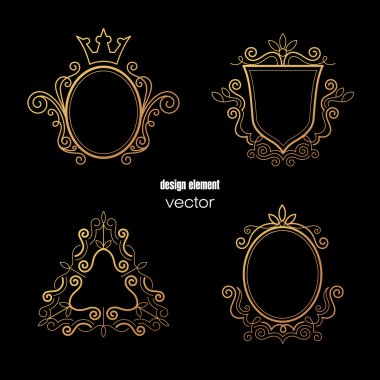 Bir logo oluşturmak için dekoratif öğeleri kümesi.