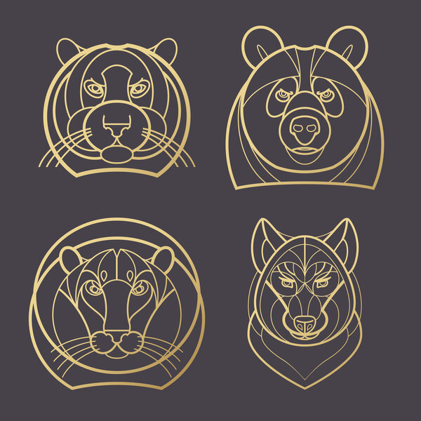 Изображение головы тигра, медведя, льва, волка
.