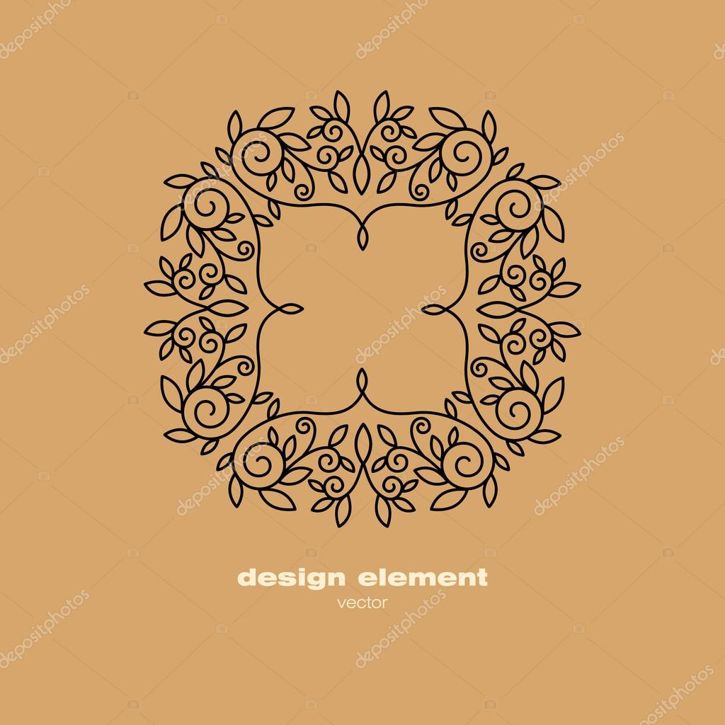 Organic vector design. Natural decorative elements of the modern trend of mono line. Vintage sign, symbol, emblem, label organic products. Black icon on a gold background. Healthy lifestyle concept.