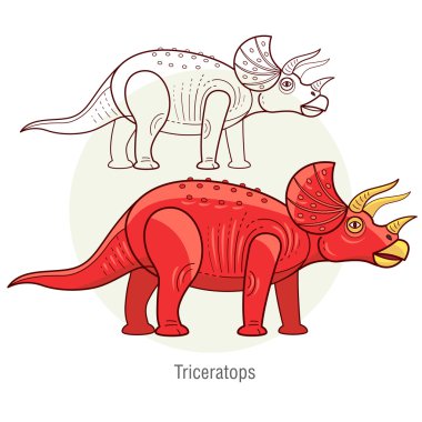 Bir dinozorun vektör görüntüsü - Triceratops.