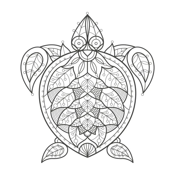 Para colorear adulto. Tortuga marina . — Vector de stock