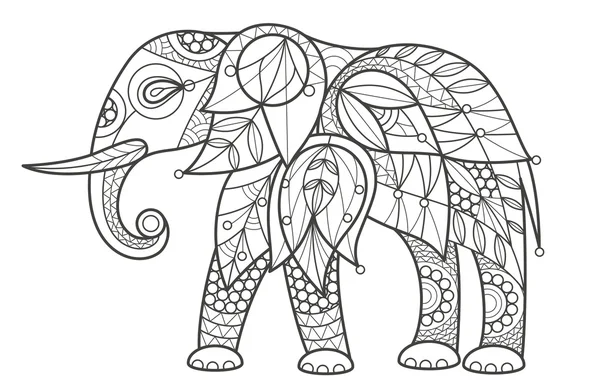 ระบายสีสําหรับผู้ใหญ่ ช้าง . — ภาพเวกเตอร์สต็อก