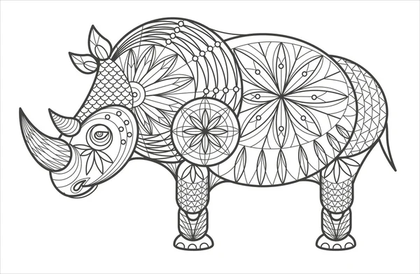Rhinoceros.Template decorativo para colorir . —  Vetores de Stock