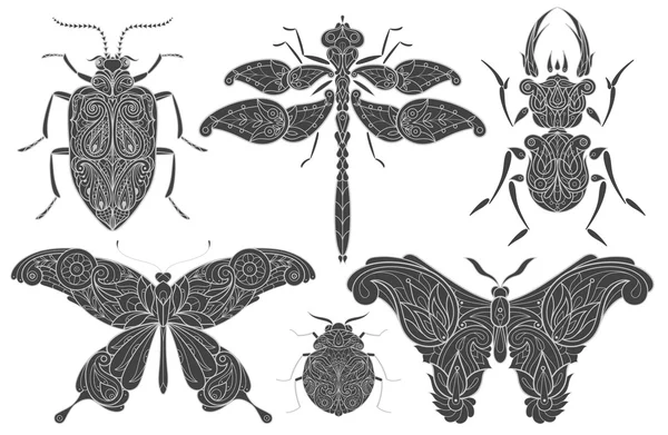 Conjunto de insectos ornamentales . — Archivo Imágenes Vectoriales