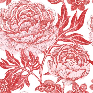 Çiçekler peonies ile Seamless Modeli.