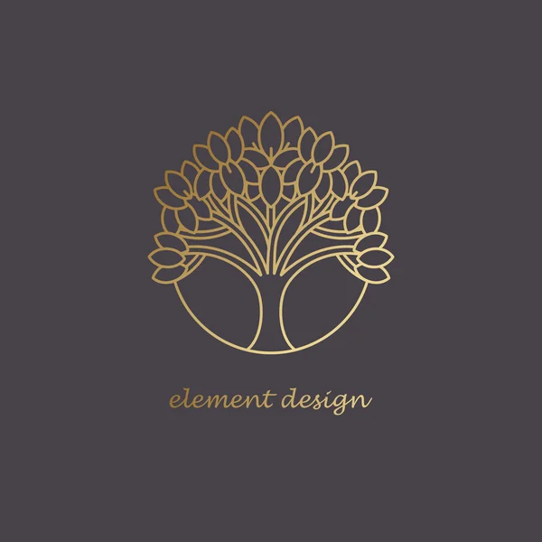 Logotipo lineal del árbol . — Vector de stock