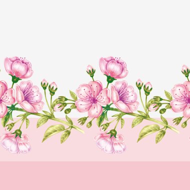 Kiraz çiçeği ile vektör dikişsiz desen.