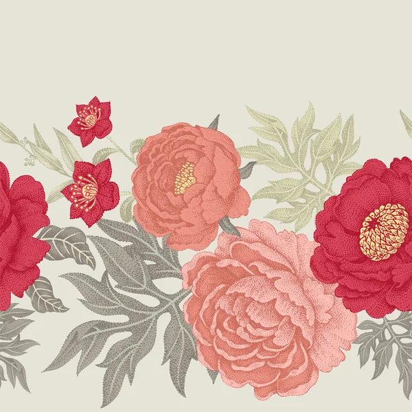 Bezešvé vzory s květinami a růžemi. — Stockový vektor