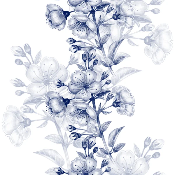 Modèle vectoriel sans couture avec fleur de cerisier . — Image vectorielle