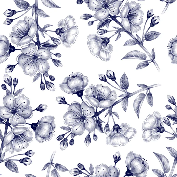 Modèle vectoriel sans couture avec fleur de cerisier . — Image vectorielle