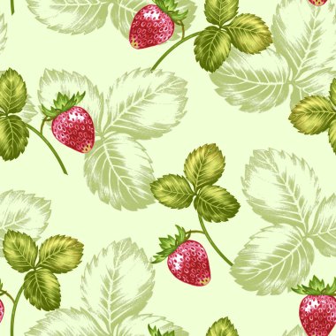 Çiçek ve çilek ile vektör dikişsiz desen