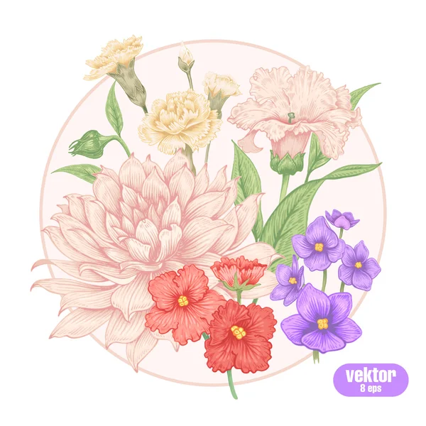 Cartão vetorial com flores. — Vetor de Stock