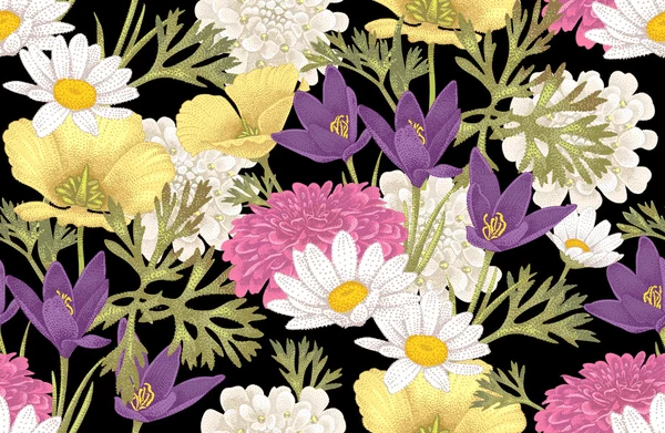 Motif floral vectoriel sans couture. — Image vectorielle