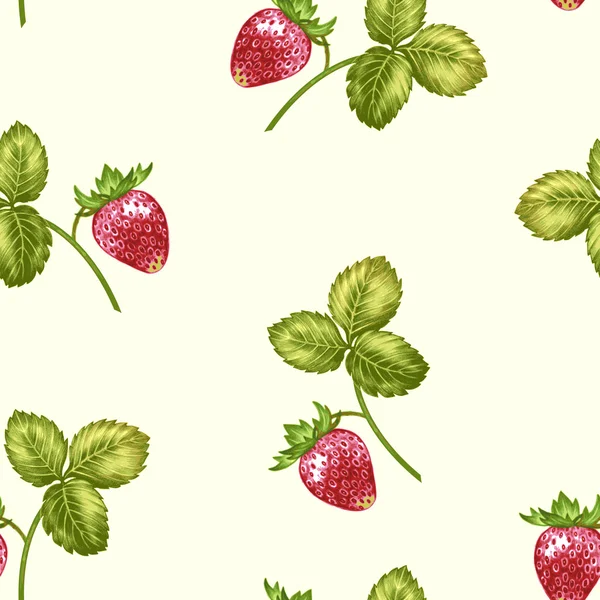 矢量无缝图案与鲜花和草莓 — 图库矢量图片