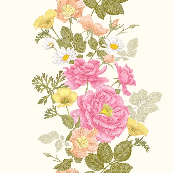 バラの花のシームレスなパターン. — ストックベクタ