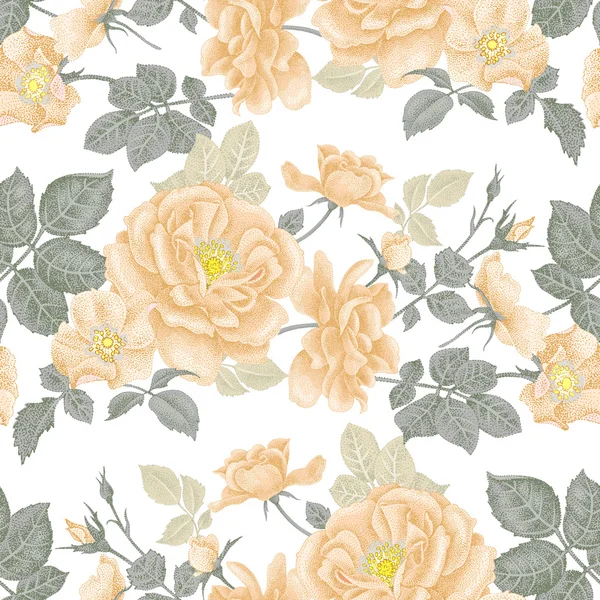 Floral nahtlose Muster mit Rosen. — Stockvektor