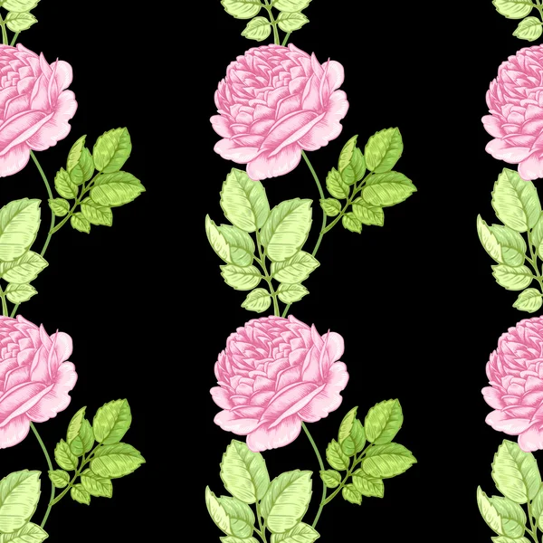 Fleur motif sans couture avec des roses . — Image vectorielle