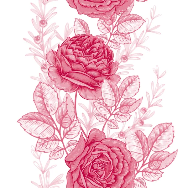 Fleur motif sans couture avec des roses . — Image vectorielle