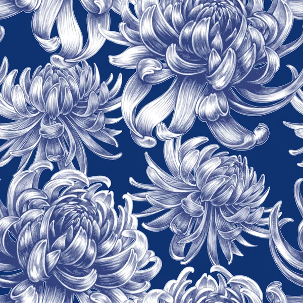 Modèle floral vectoriel sans couture avec des fleurs de Chrysanthème . — Image vectorielle