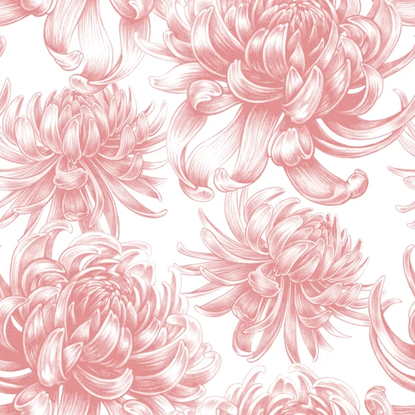 Patrón floral sin costura vectorial con flores de crisantemo . — Vector de stock