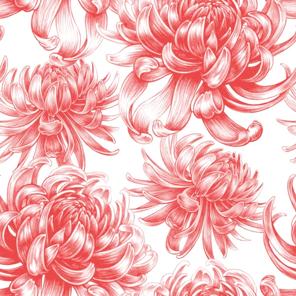 Modèle floral vectoriel sans couture avec des fleurs de Chrysanthème . — Image vectorielle