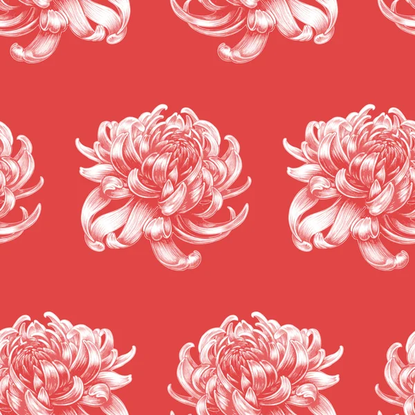 Modèle floral vectoriel sans couture avec des fleurs de Chrysanthème . — Image vectorielle