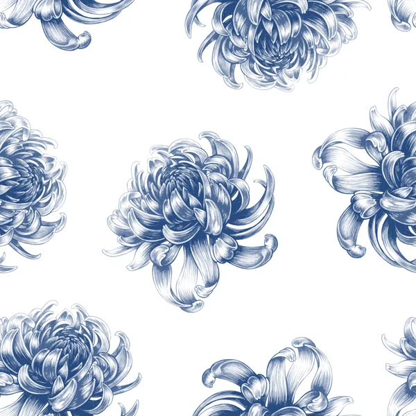 Patrón floral sin costura vectorial con flores de crisantemo . — Vector de stock