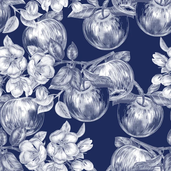 Elma çiçeği ile vektör seamless modeli.