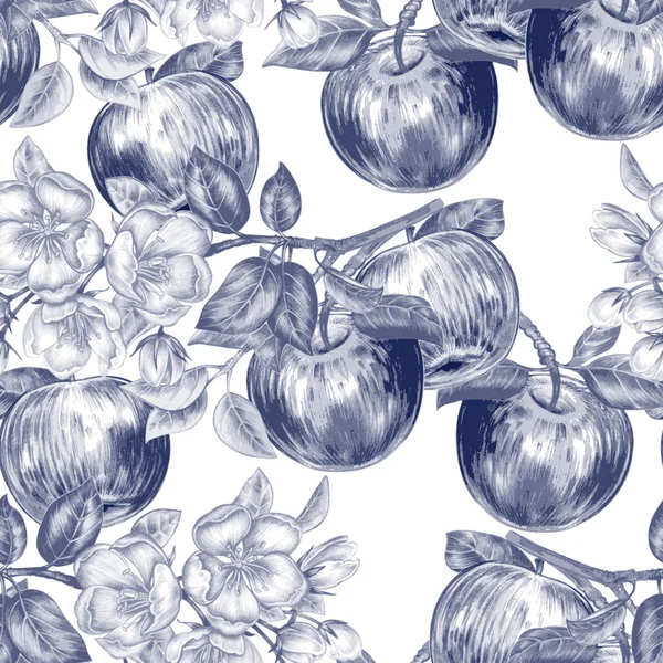 Elma çiçeği ile vektör seamless modeli.