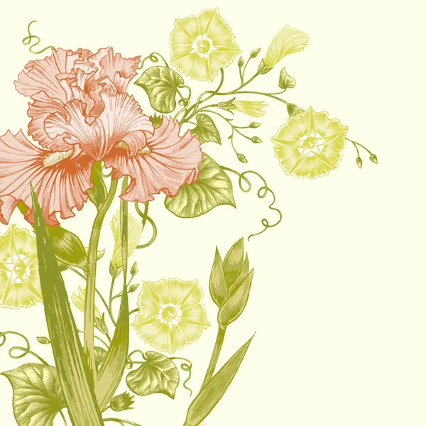 Scheda illustrazione vettoriale con fiori . — Vettoriale Stock