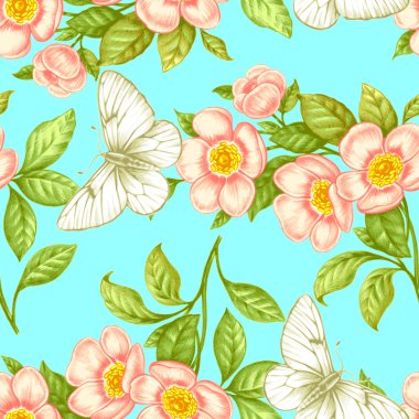 Çiçekli kusursuz vektör deseni