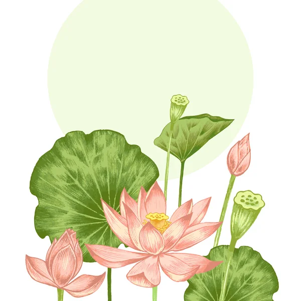 Illustration mit exotischen Blumen. — Stockvektor