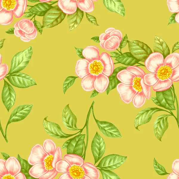 Modèle vectoriel sans couture avec des fleurs — Image vectorielle