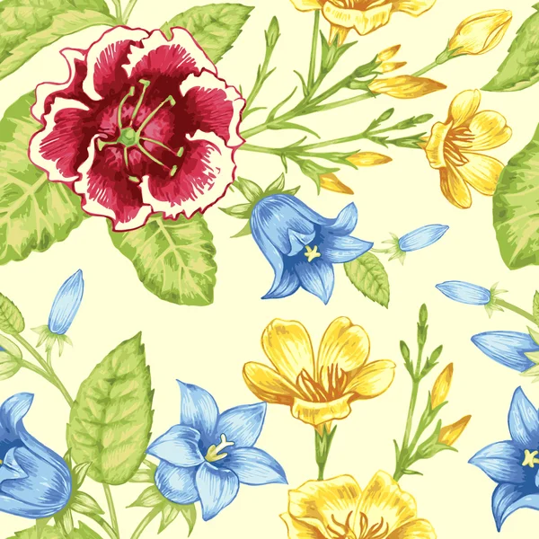 Fleur motif sans couture avec des fleurs de jardin . — Image vectorielle