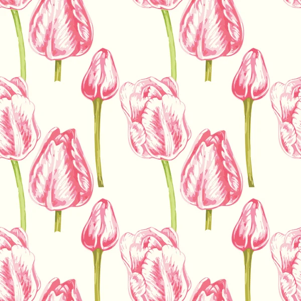 Flower seamless pattern with tulips.