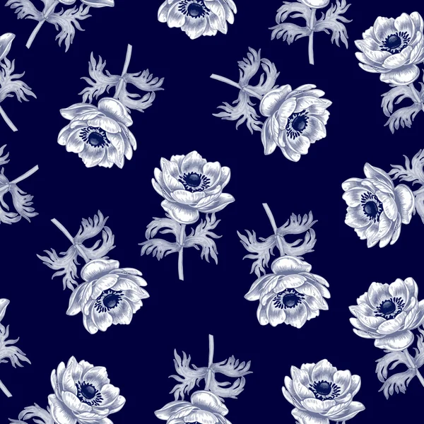 Fleur motif sans couture avec anémones . — Image vectorielle