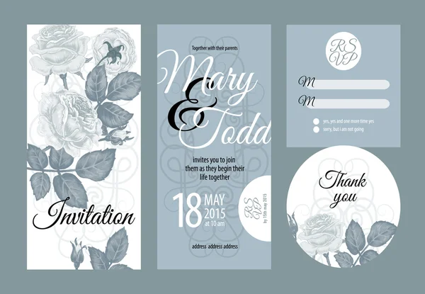 Set of wedding cards — Stock Vector