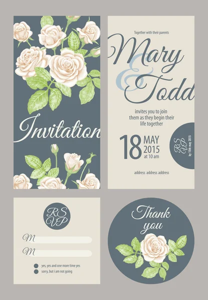 Set of wedding cards — Stock Vector