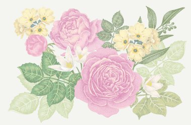 buket gül ve bahar çiçekleri.